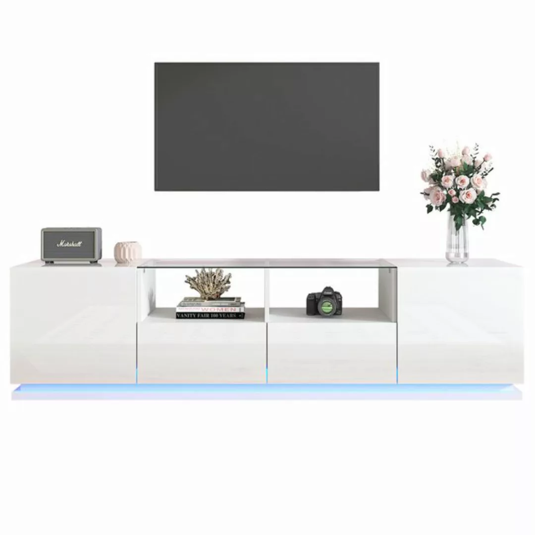 DOPWii TV-Schrank Hochglänzender TV-Schrank mit Glasböden,zwei Schubladen u günstig online kaufen
