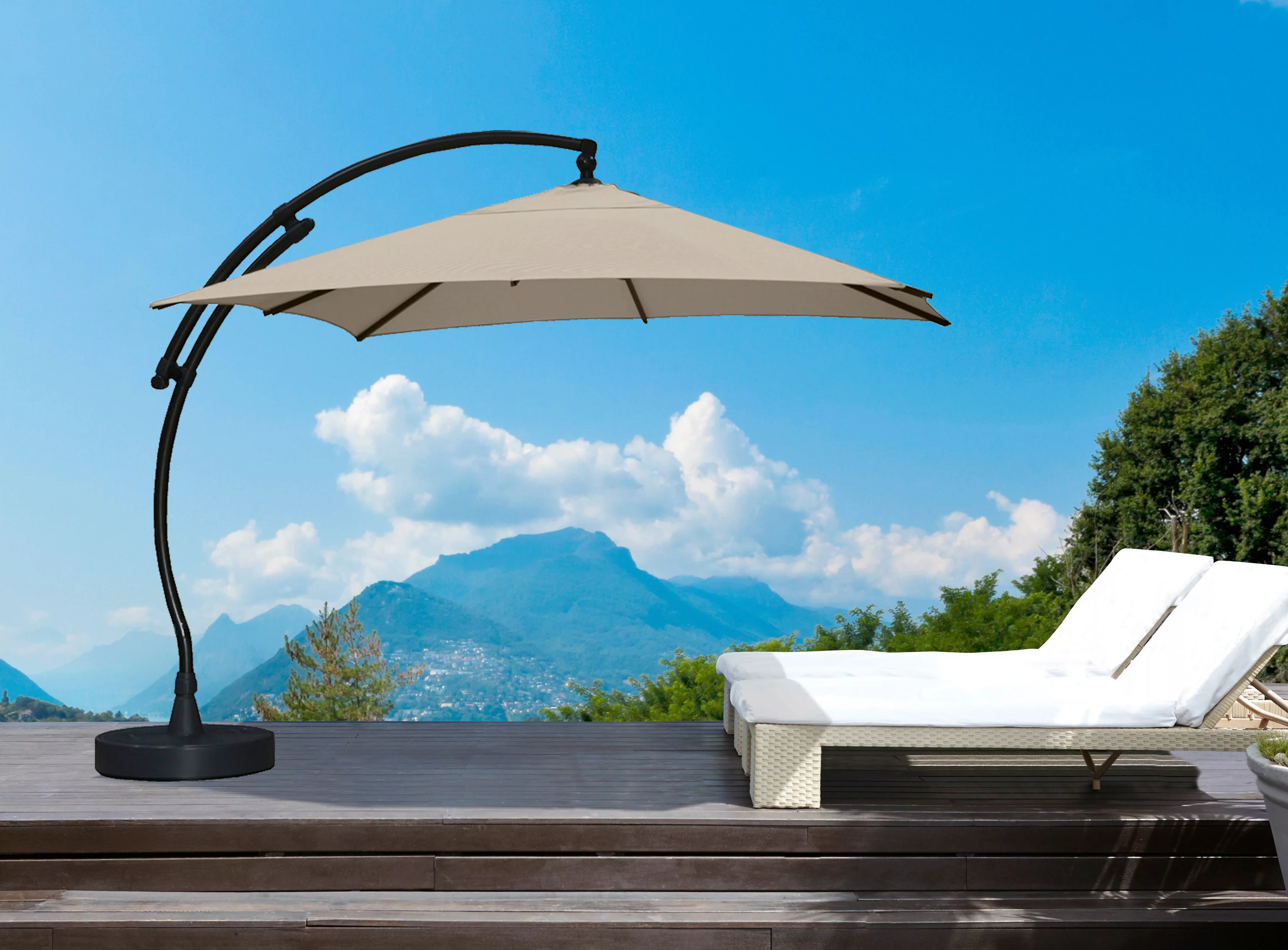Sun Garden Ampelschirm Easy Sun 320 cm x 320 cm Taupe mit Kurbelmechanik günstig online kaufen