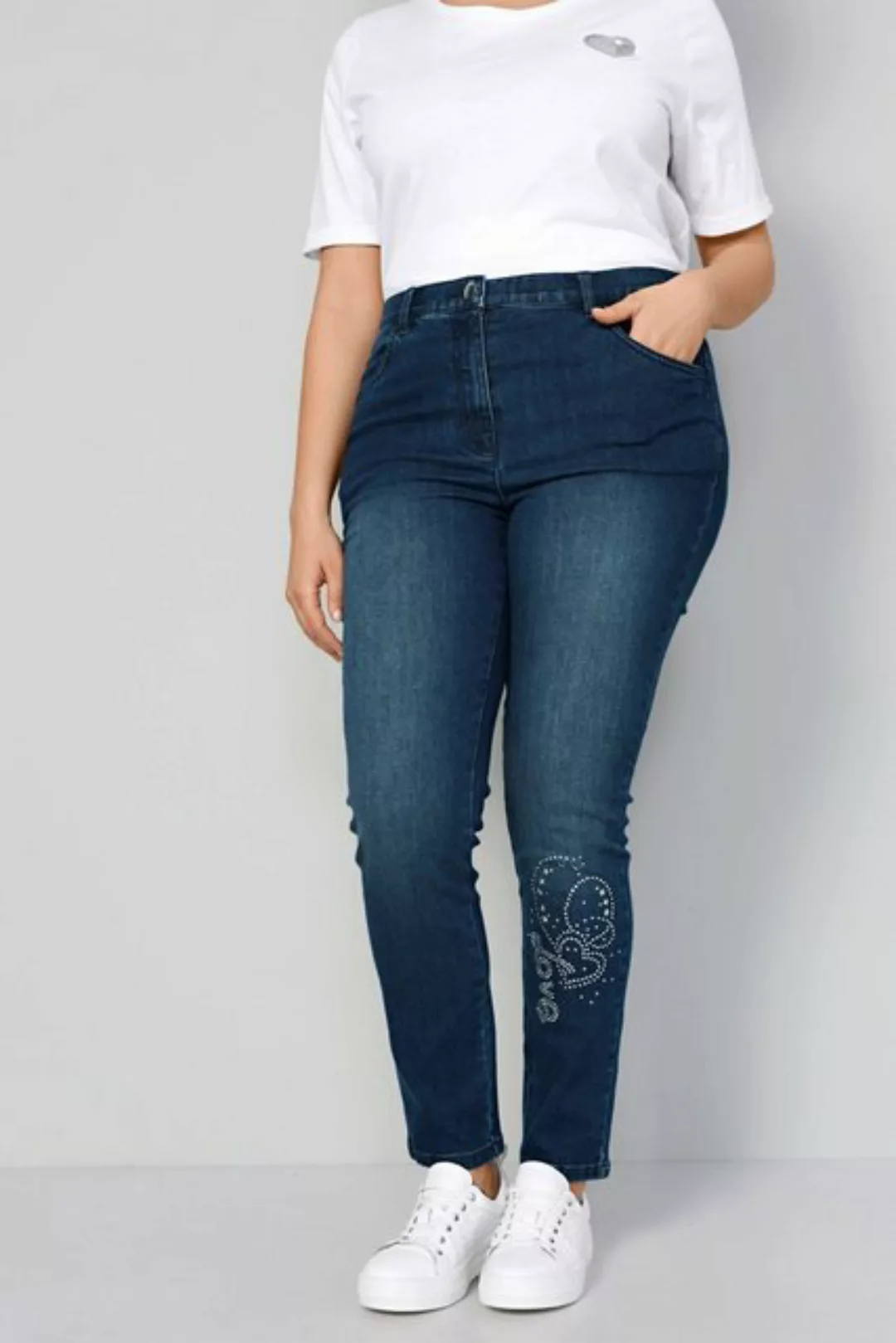 MIAMODA Röhrenjeans Jeans Slim Fit Ziersteinchen 4-Pocket günstig online kaufen