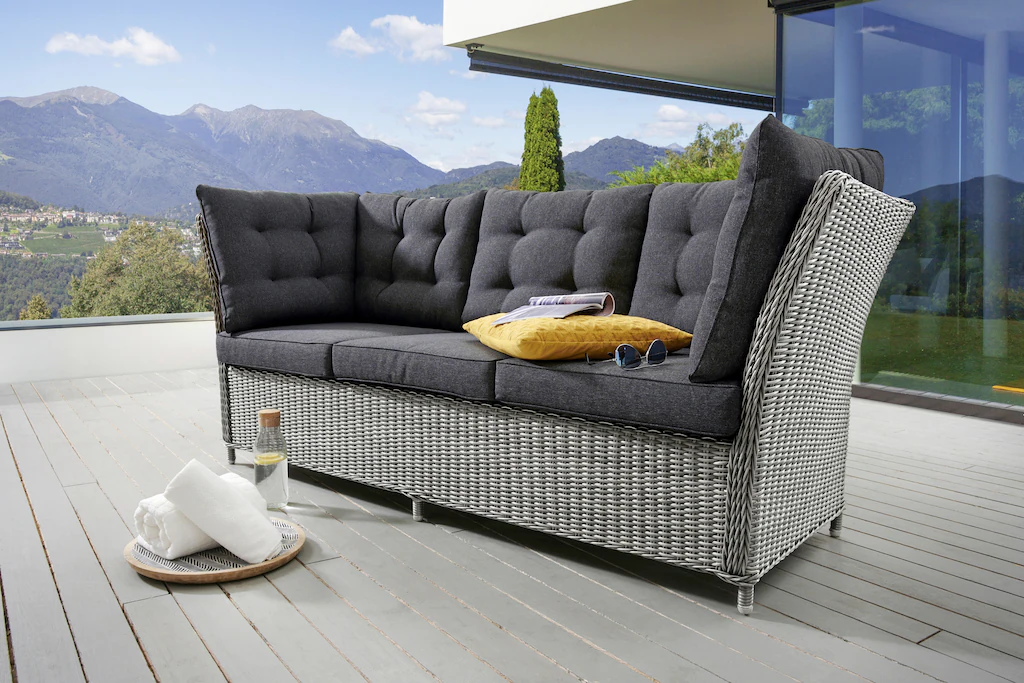 Destiny Loungesofa "PALMA", Aluminium, Polyrattan, 3er Bank, inkl. Auflagen günstig online kaufen