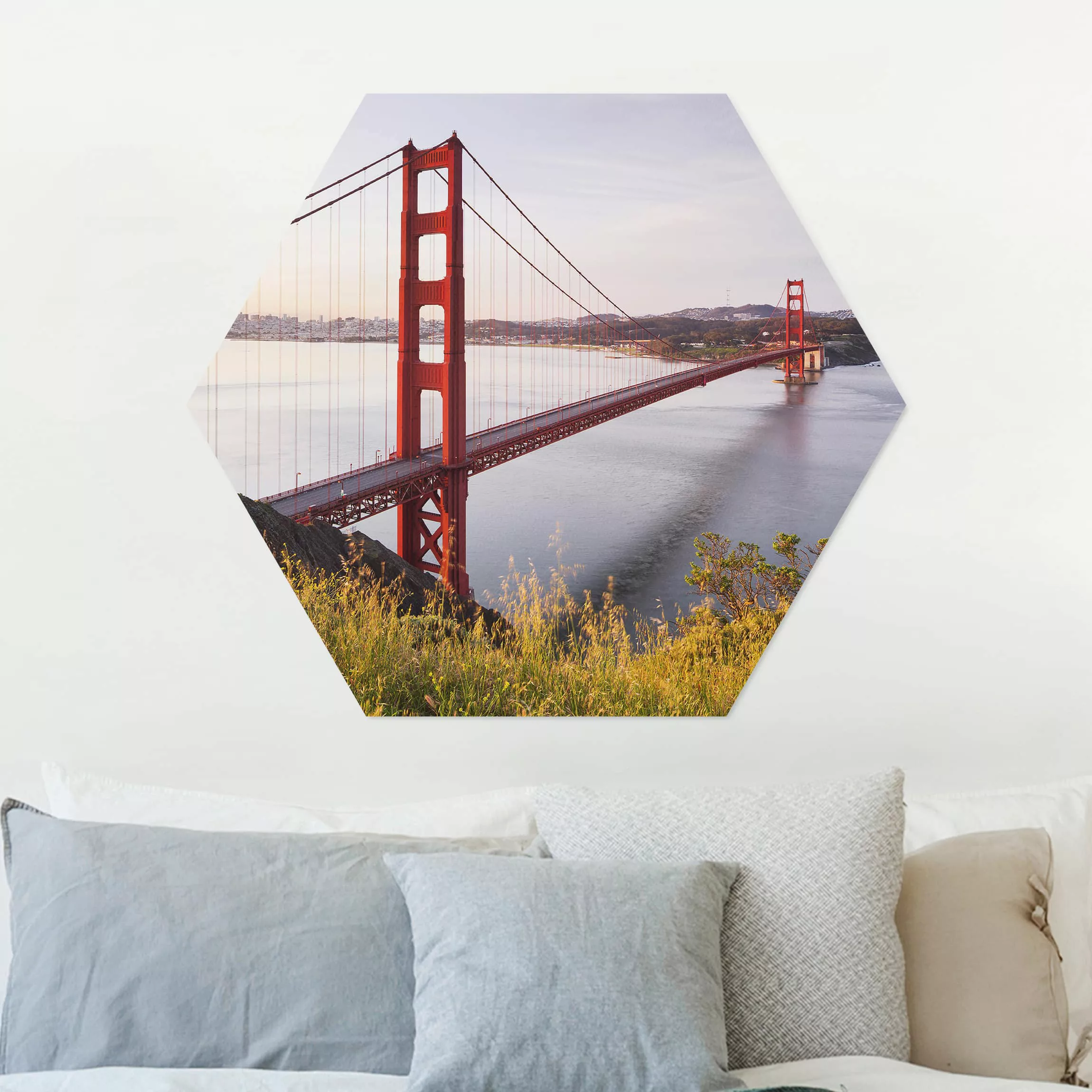 Hexagon-Alu-Dibond Bild Architektur & Skyline Golden Gate Bridge in San Fra günstig online kaufen