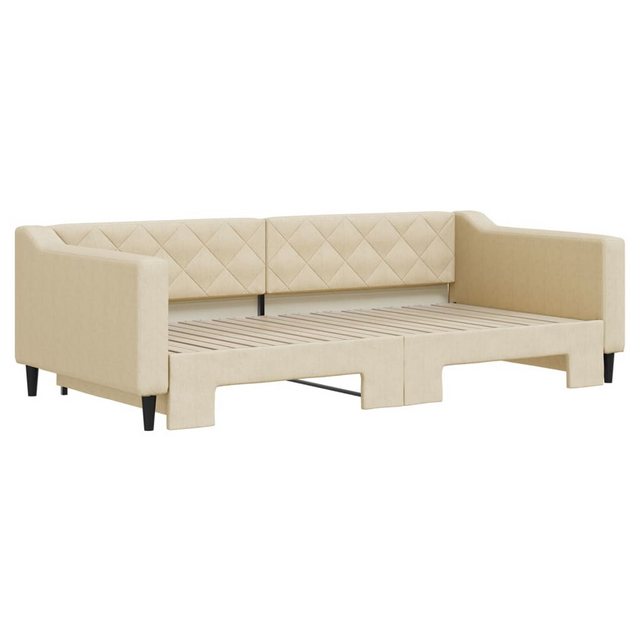 vidaXL Gästebett Gästebett Tagesbett Ausziehbar Creme 100x200 cm Stoff Bett günstig online kaufen