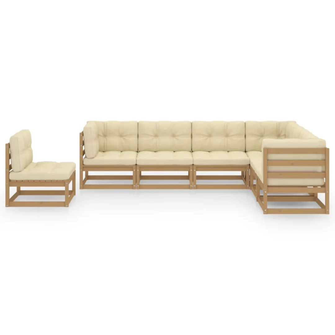 7-tlg. Garten-lounge-set Kissen Honigbraun Kiefer Massivholz günstig online kaufen