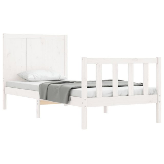 vidaXL Bett Massivholzbett mit Kopfteil Weiß 100x200 cm günstig online kaufen