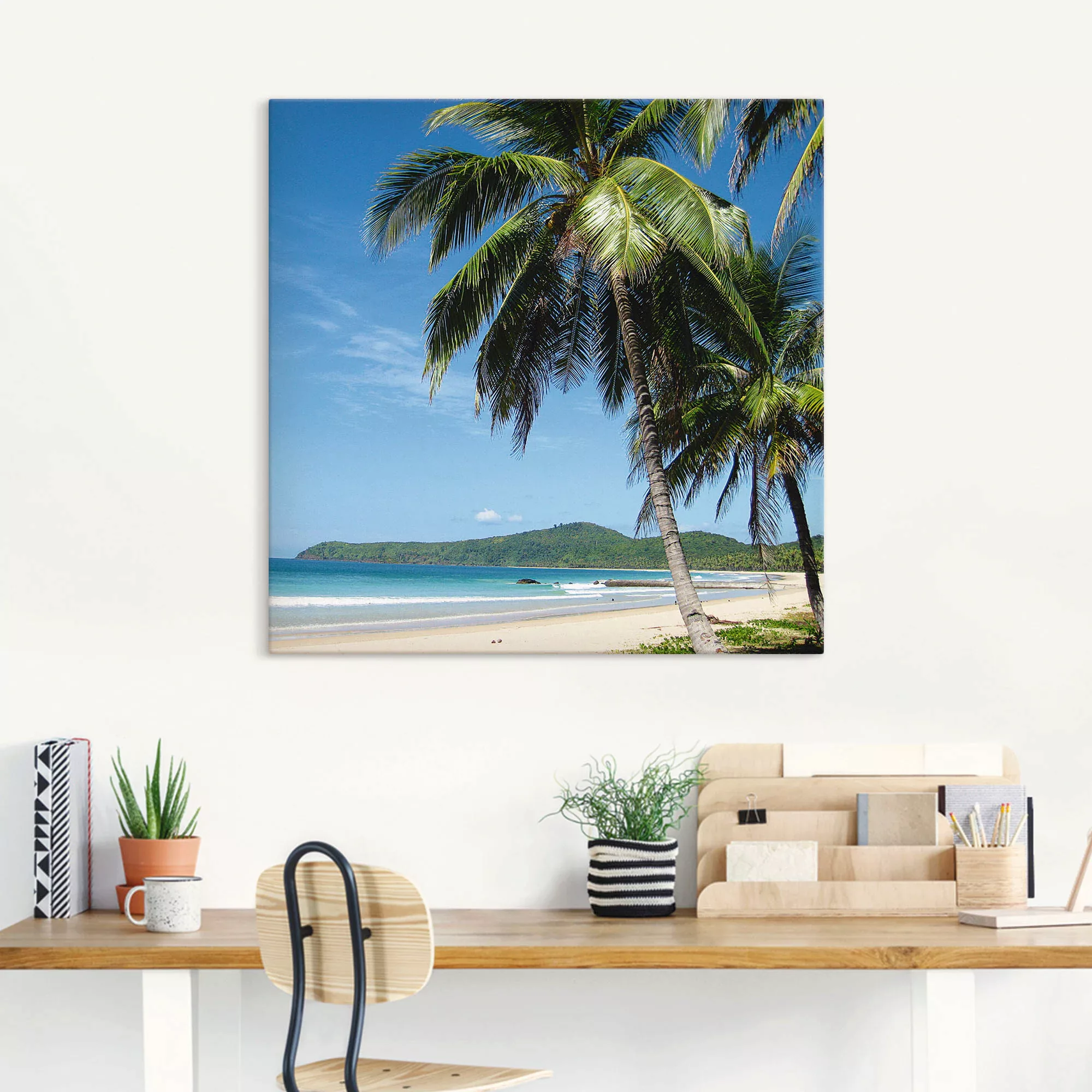 Artland Wandbild "Strand mit Palmen", Strandbilder, (1 St.) günstig online kaufen