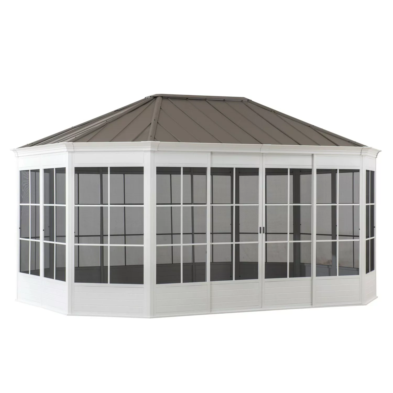 Sunjoy Gazebo Birkett aus Stahl 366 cm x 488 cm Weiß günstig online kaufen