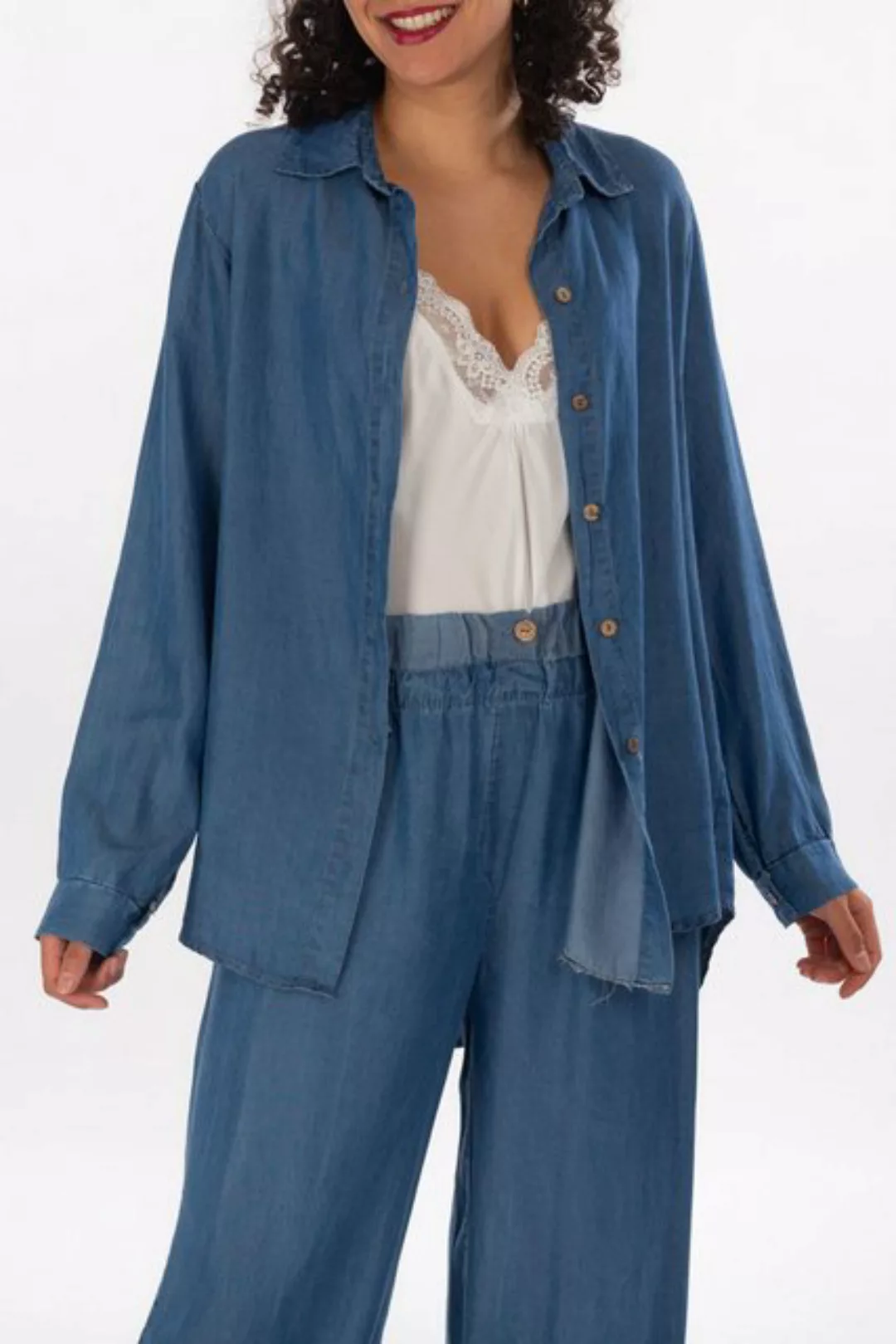 La Strada Langarmbluse in Jeans-Optik günstig online kaufen