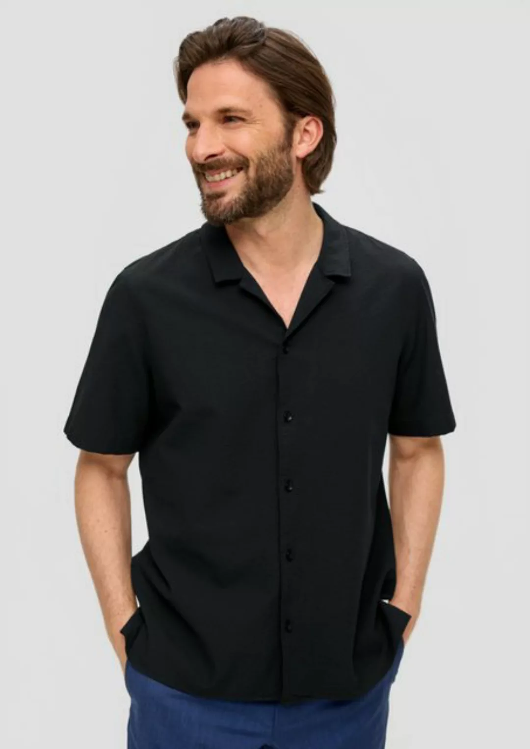 s.Oliver BLACK LABEL Kurzarmhemd Kurzarm-Hemd mit Seersucker-Struktur günstig online kaufen
