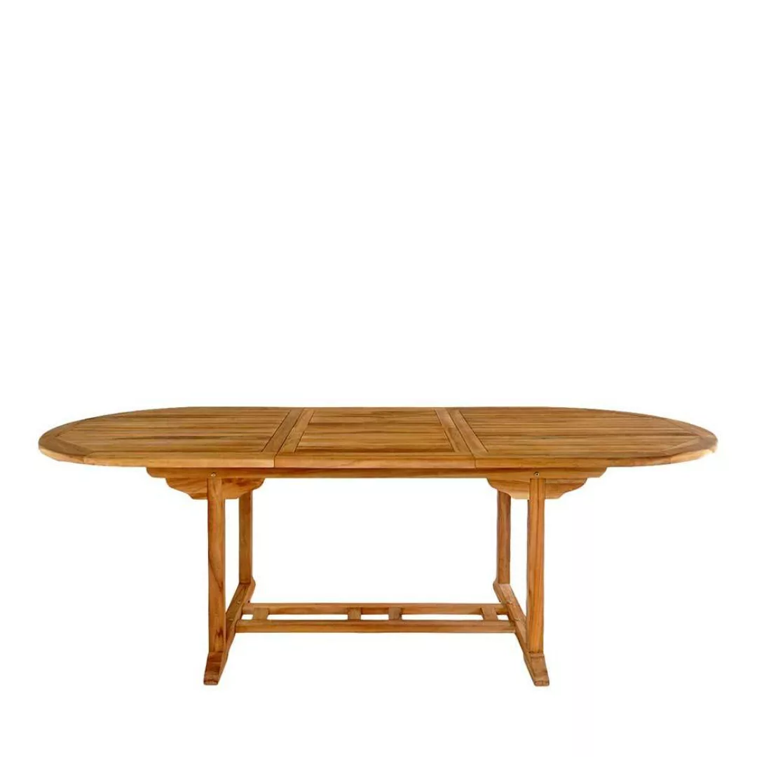 Terrassentisch aus Teak Massivholz ovaler Tischplatte günstig online kaufen