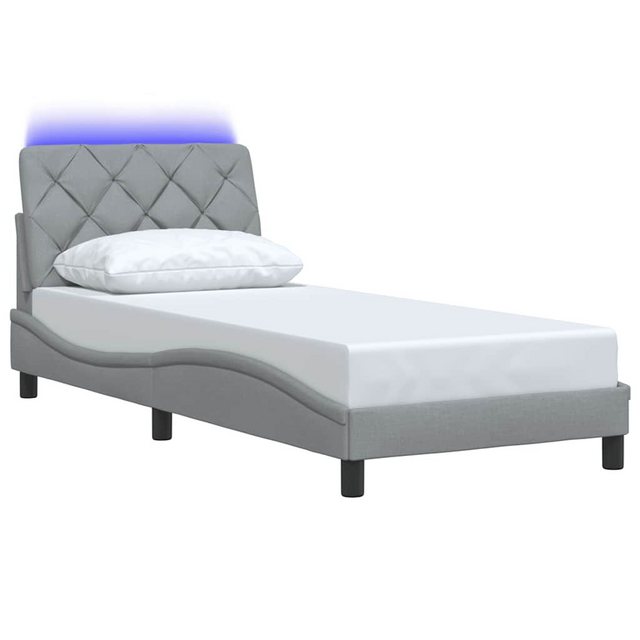 vidaXL Bett Bettgestell mit LED ohne Matratze Hellgrau 90x200 cm Stoff günstig online kaufen