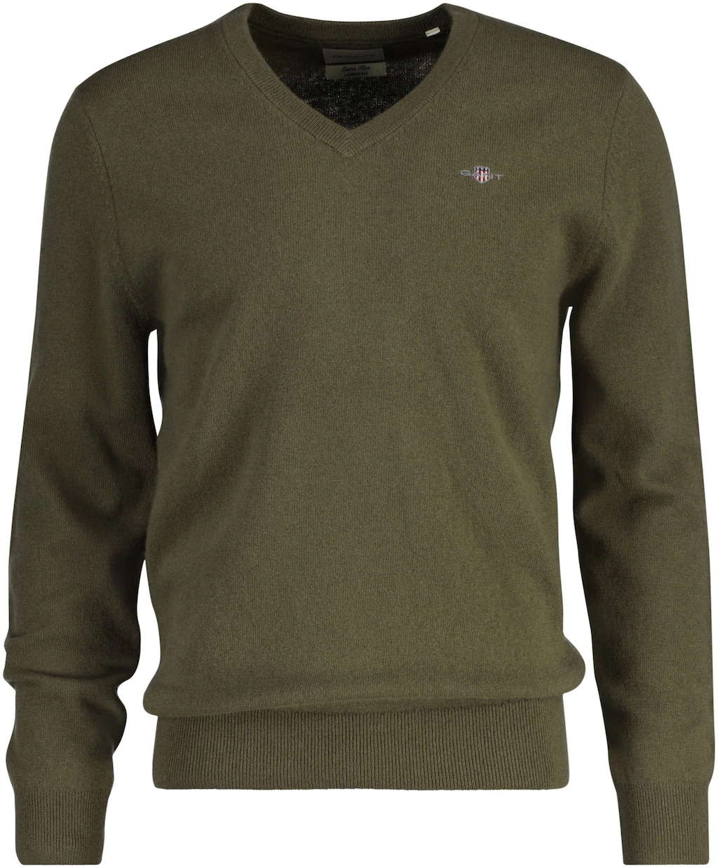 Gant V-Ausschnitt-Pullover "EXTRAFINE LAMBSWOOL V-NECK", mit Logostickerei günstig online kaufen