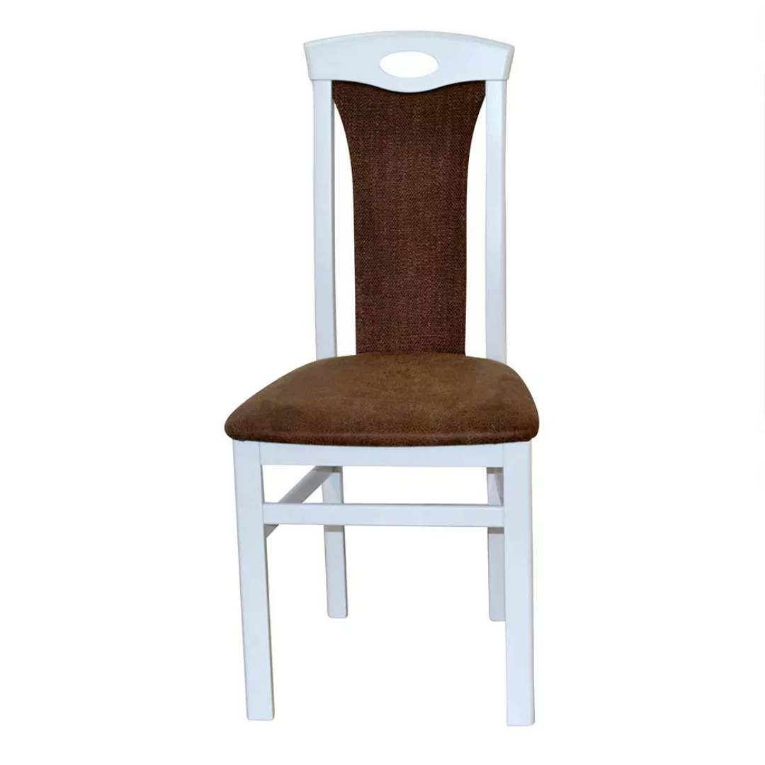 Zwei Esstisch Stühle in Weiß Braun (2er Set) günstig online kaufen