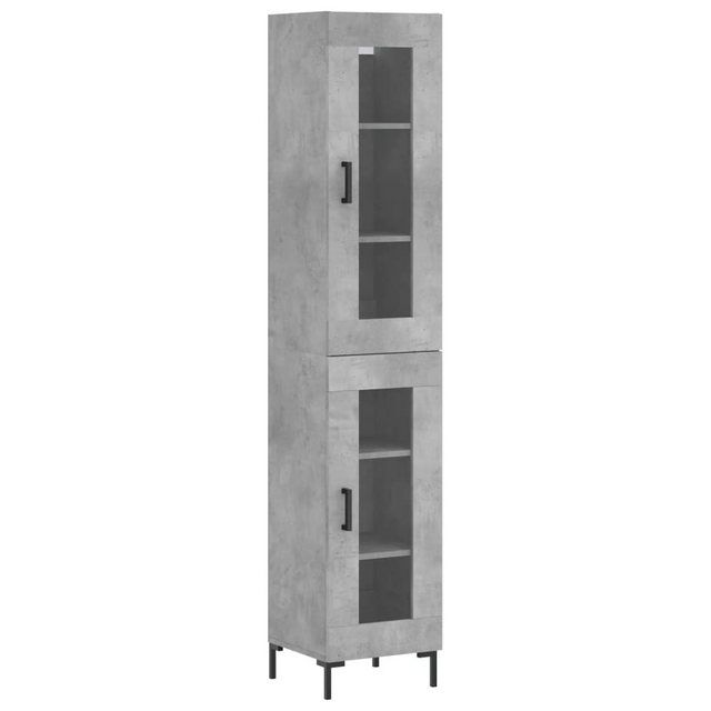 vidaXL Vitrine Highboard Betongrau 34,5x34x180 cm Spanplatte Glas Vitrine günstig online kaufen