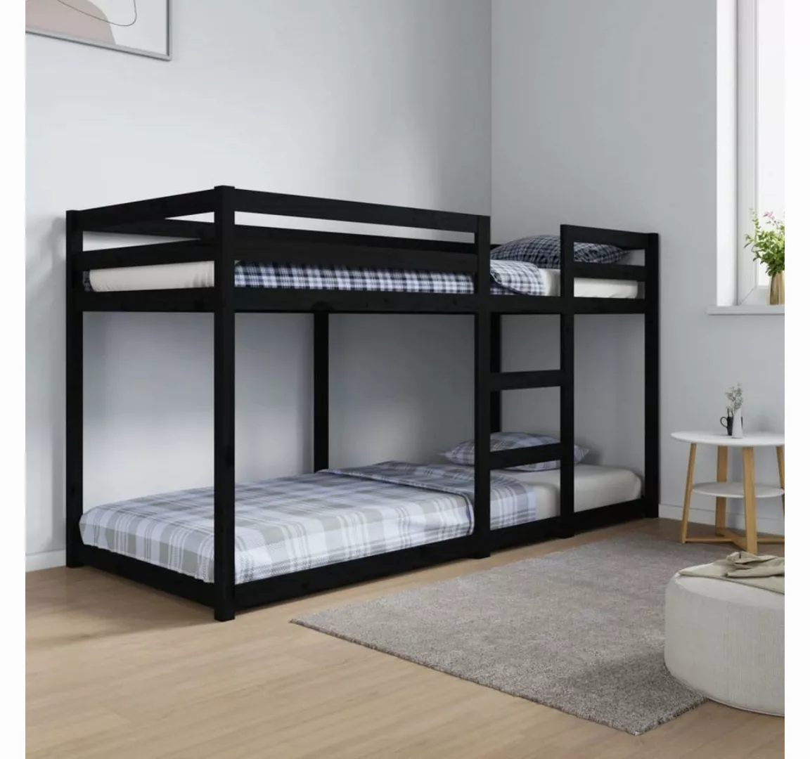 furnicato Bett Etagenbett Schwarz 80x200 cm Massivholz Kiefer günstig online kaufen