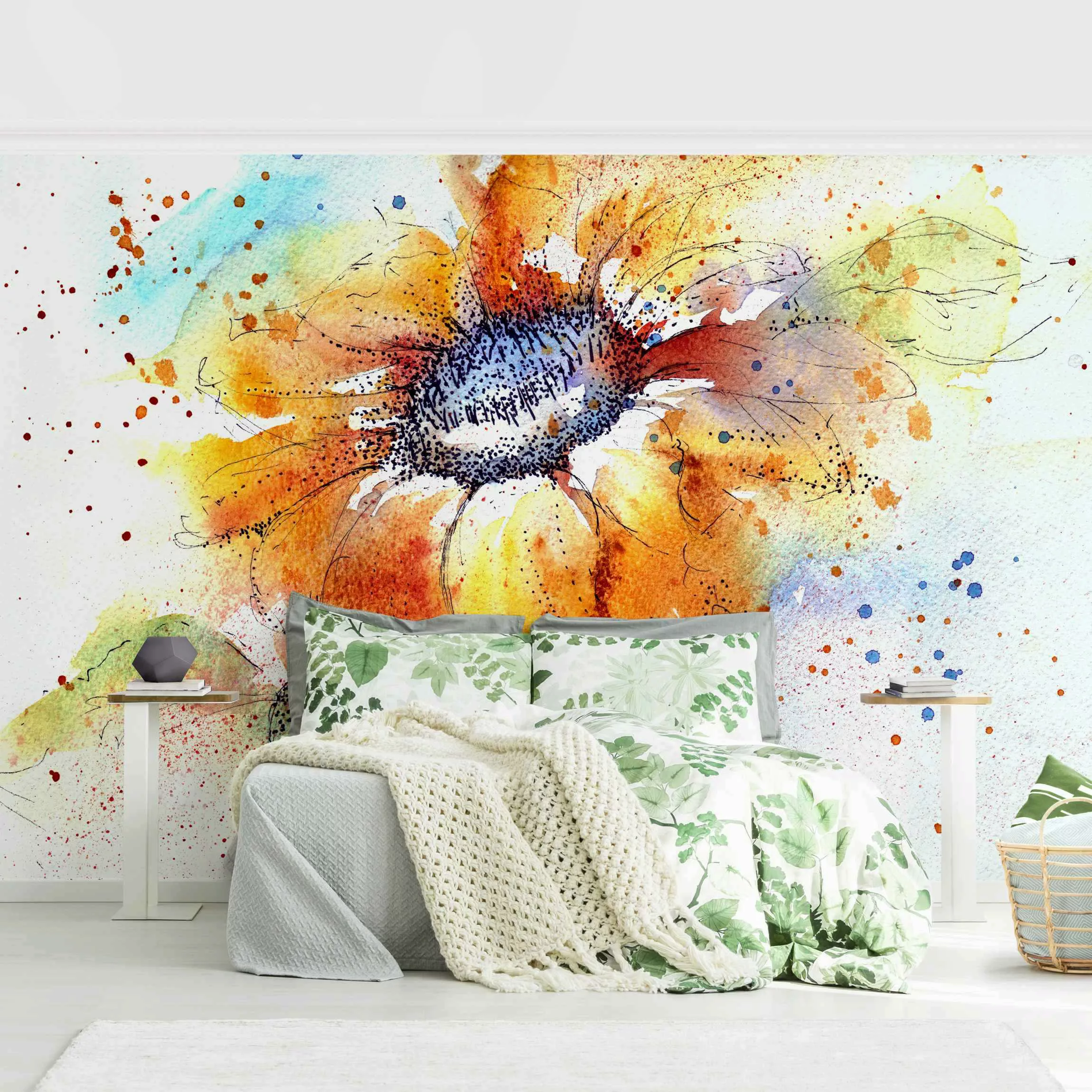 Bilderwelten Blumentapete Painted Sunflower pastell Gr. 288 x 190 günstig online kaufen