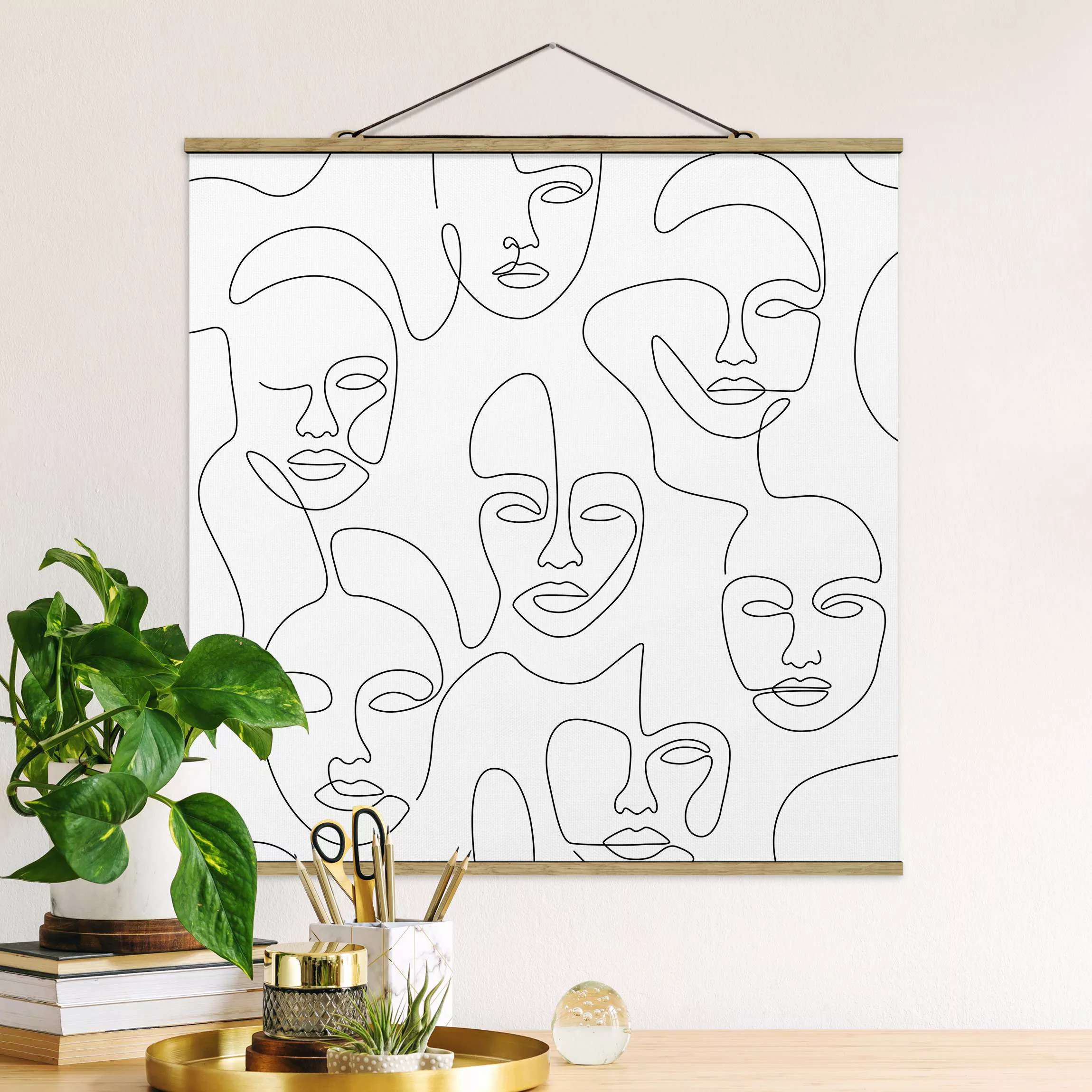 Stoffbild mit Posterleisten Line Art - Beauty Portraits günstig online kaufen