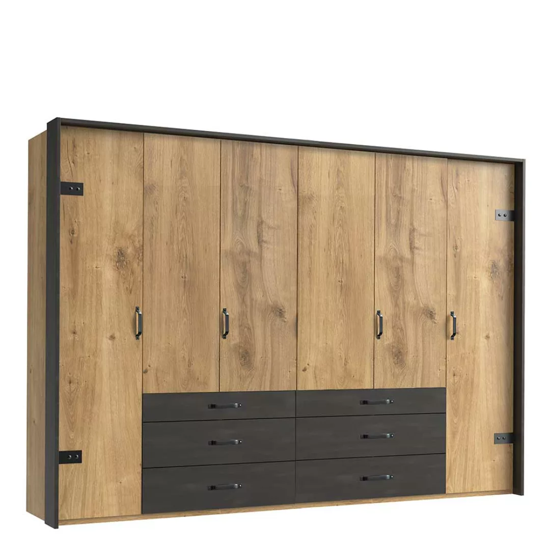 Kleiderschrank mit Schubladen im Industry und Loft Stil Made in Germany günstig online kaufen