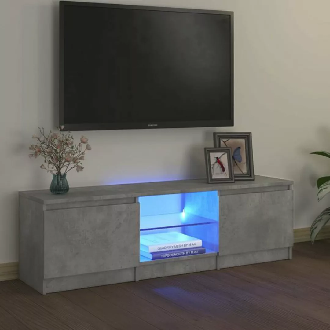 vidaXL TV-Schrank TV-Schrank mit LED-Leuchten Betongrau 120x30x35,5 cm Lowb günstig online kaufen