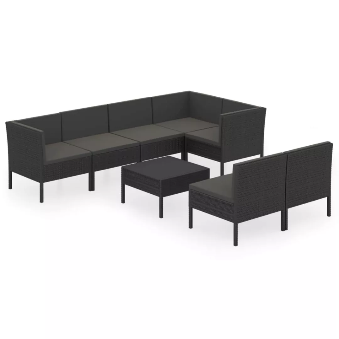 8-tlg. Garten-lounge-set Mit Auflagen Poly Rattan Schwarz günstig online kaufen