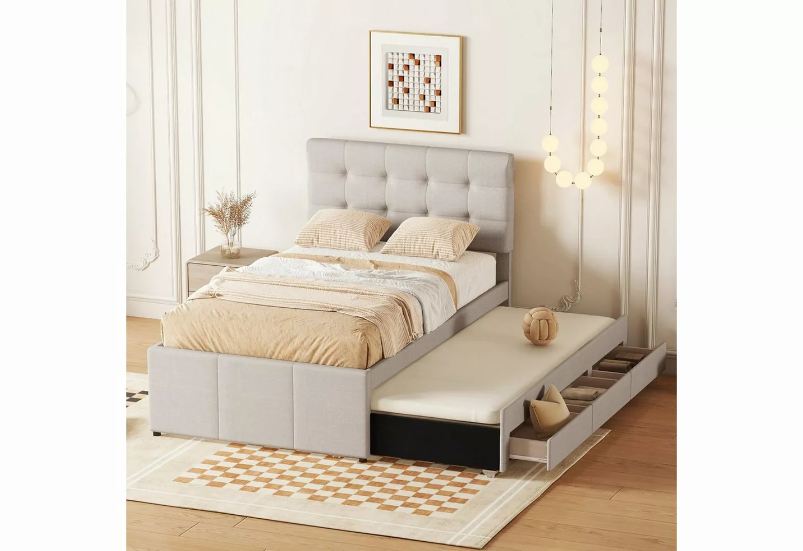 SOFTWEARY Polsterbett (Einzelbett mit 2. Schlafgelegenheit, Lattenrost und günstig online kaufen