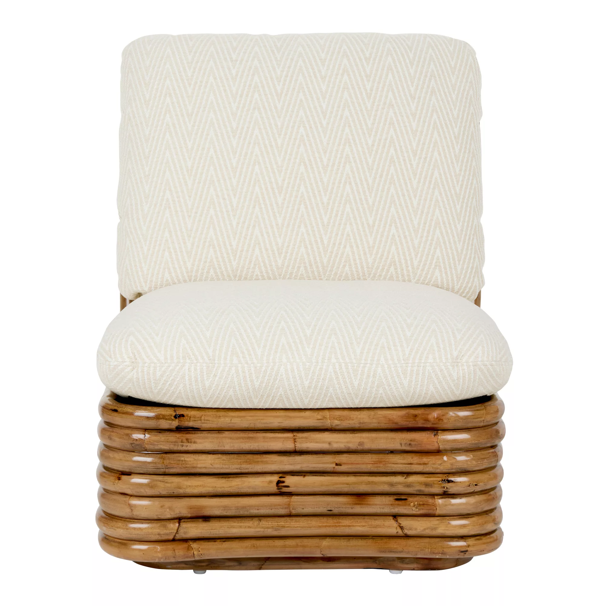 Gubi - Bohemian 72 Lounge Chair - weiß/Rattan/Stoff Dedar Cheveron Chenille günstig online kaufen