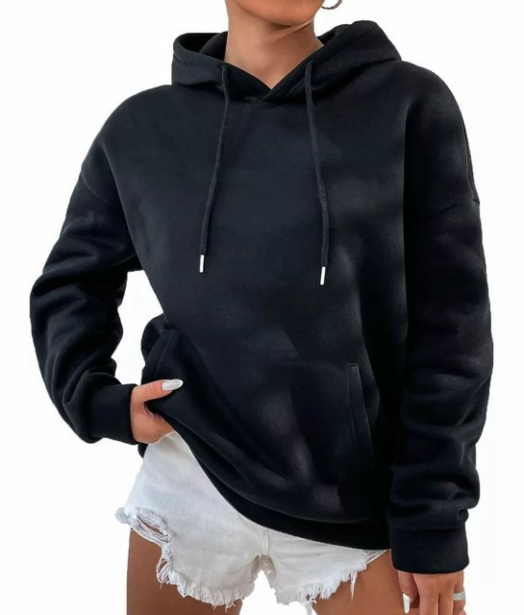 RMK Kapuzenpullover Damen Pullover Pulli Hoodie Sweater Basic Oversize mit günstig online kaufen