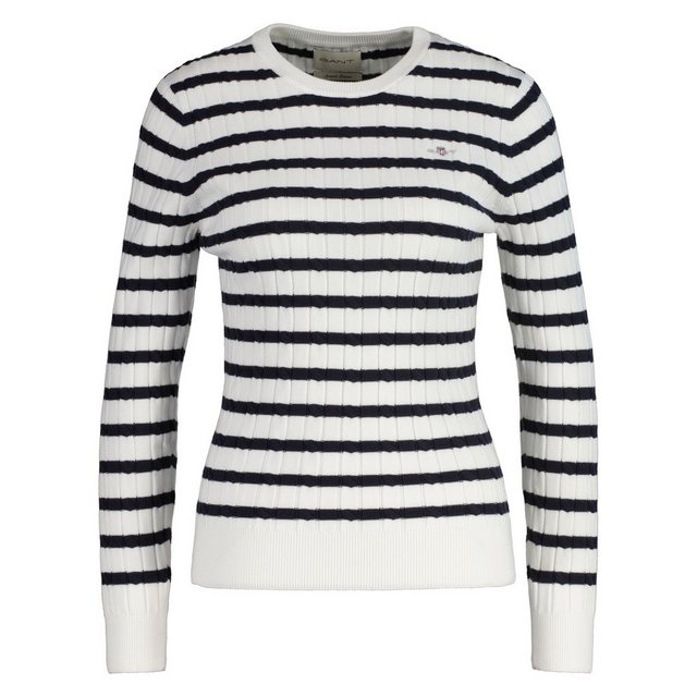 Gant Rundhalspullover STRETCH COTTON CABLE STRIPE C-NECK günstig online kaufen