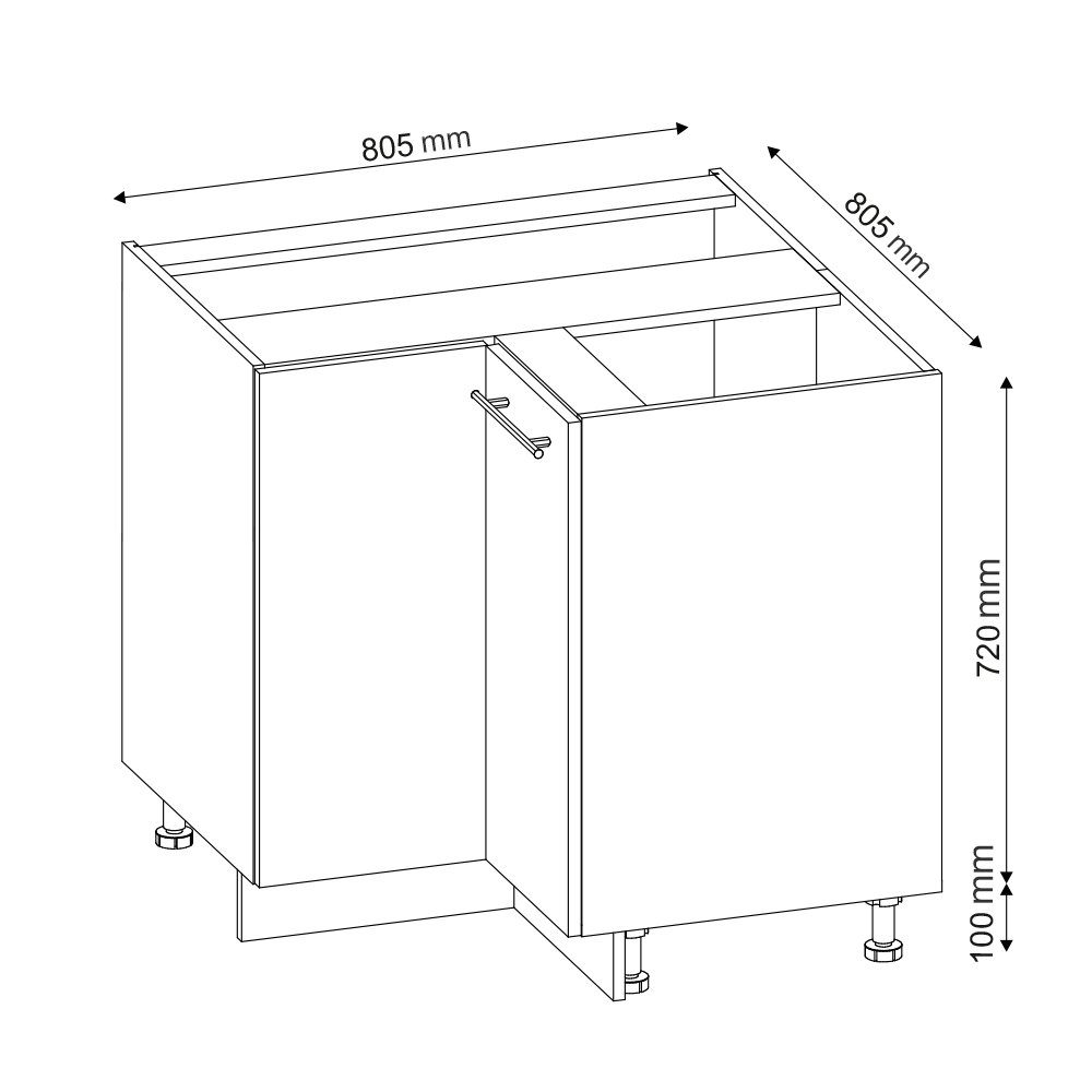 Vicco Eckunterschrank Fame-Line, Goldkraft Eiche/Anthrazit, 80.5 günstig online kaufen