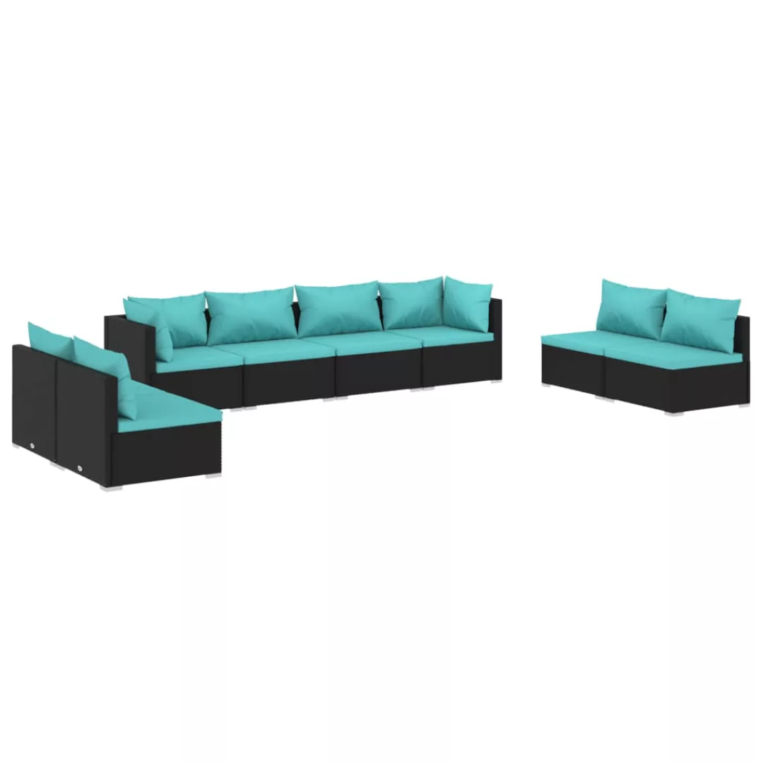 Vidaxl 8-tlg. Garten-lounge-set Mit Kissen Poly Rattan Schwarz günstig online kaufen