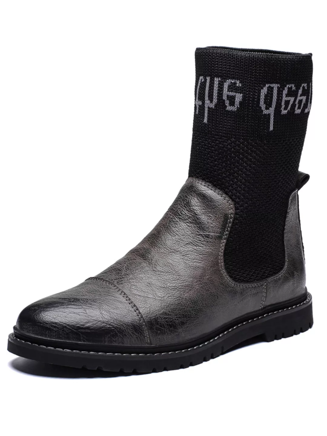 Herren Stylische Cap Toe Mittelhohe Slip On Elastische Socke Stiefel günstig online kaufen