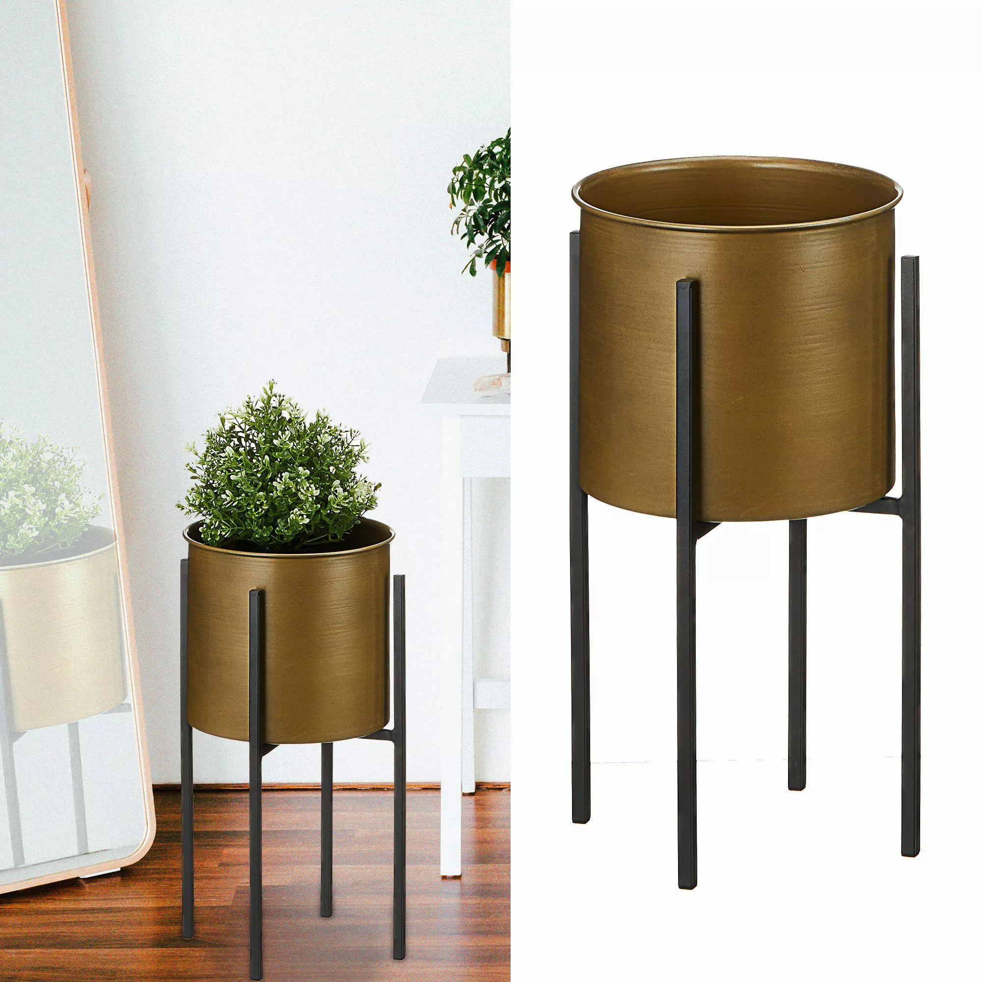 CEPEWA Blumentopf Pflanztopf gold auf schwarzem günstig online kaufen