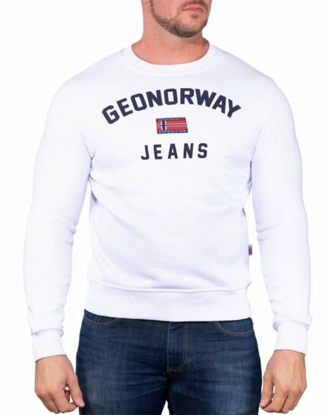 Geo Norway Rundhalspullover Herren Sweatshirt bagassier White L Elegantes D günstig online kaufen