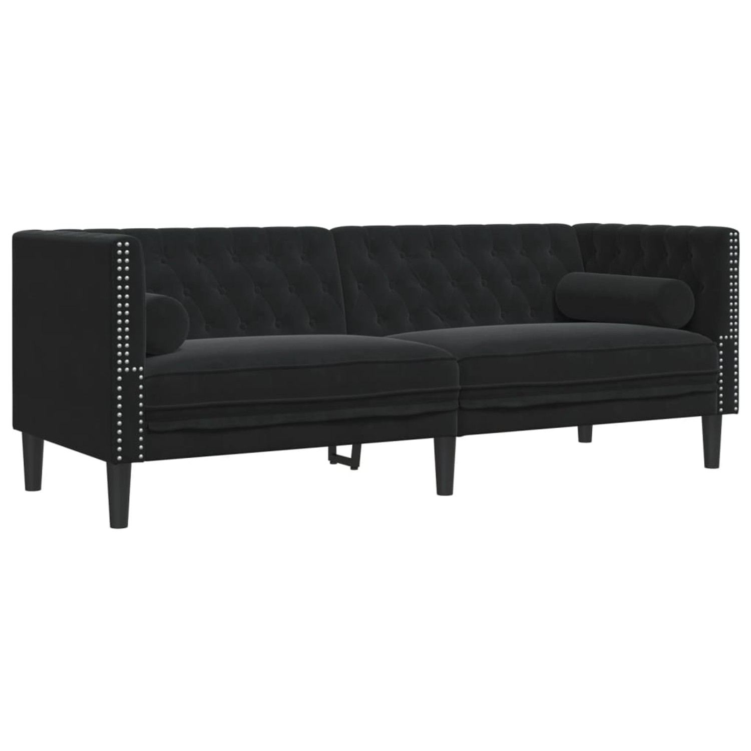 vidaXL Chesterfield-Sofa mit Nackenrollen 3-Sitzer Schwarz Samt 2157820 günstig online kaufen