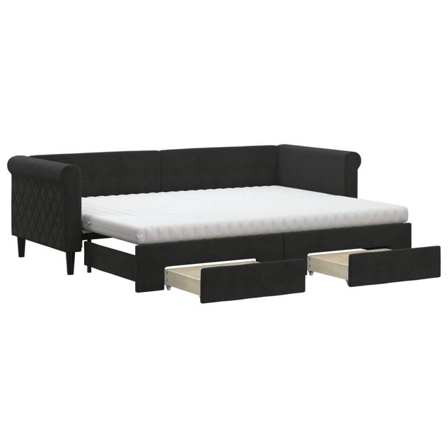 vidaXL Bett Tagesbett Ausziehbar mit Schubladen Schwarz 80x200 cm Samt günstig online kaufen