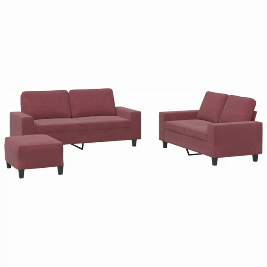 vidaXL Sofa, 3-tlg. Sofagarnitur Weinrot Stoff günstig online kaufen