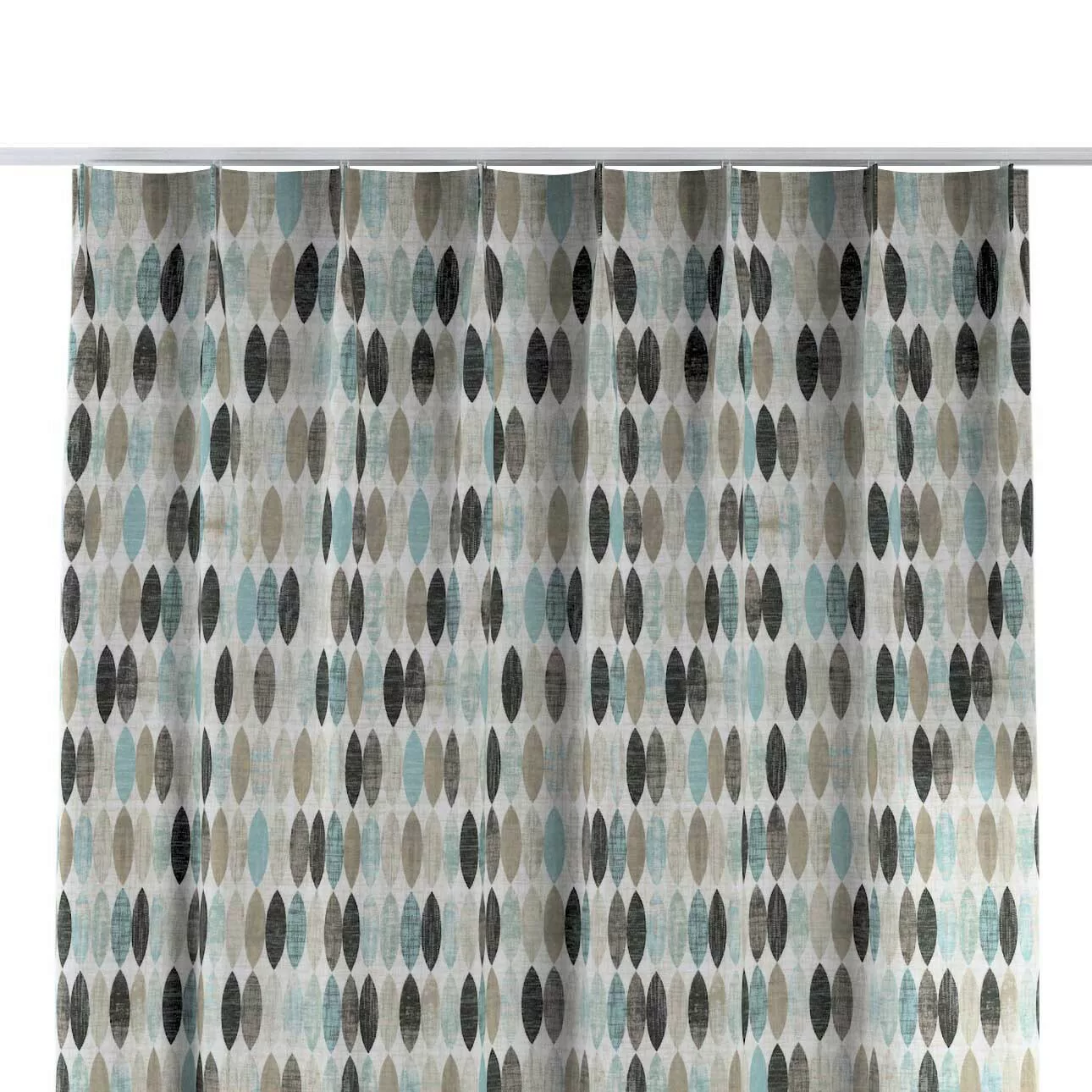 Vorhang mit flämischen 1-er Falten, blau-beige, Modern (141-91) günstig online kaufen