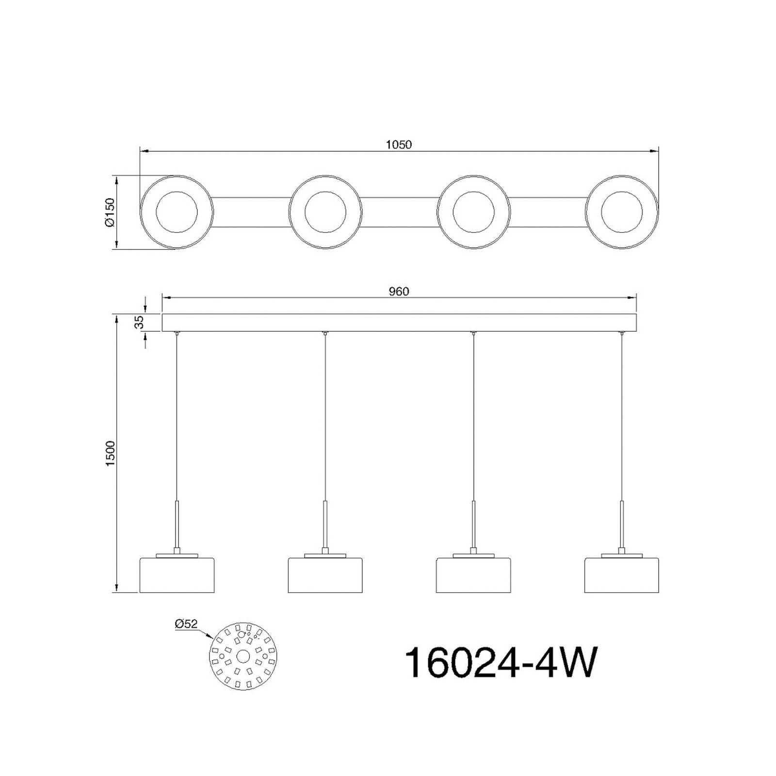 LED-Hängeleuchte Belinda, Länge 105 cm, weiß, 4-flg., Glas günstig online kaufen