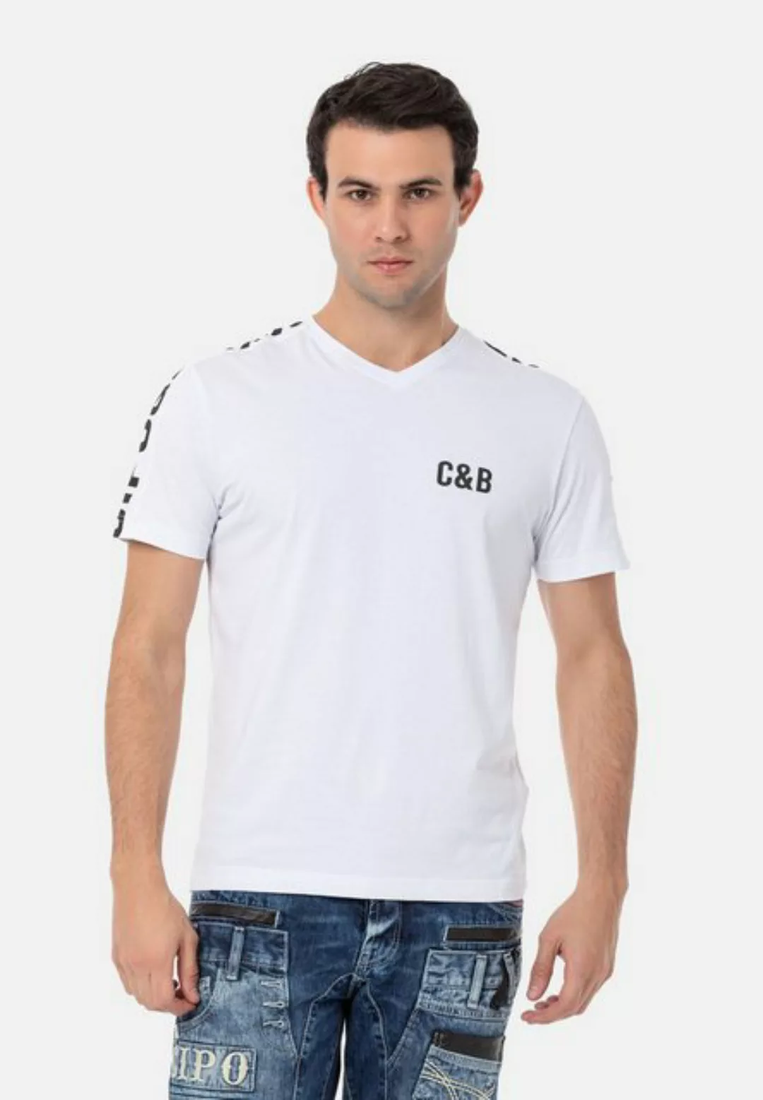 Cipo & Baxx T-Shirt mit V-Ausschnitt und tollen Prints günstig online kaufen