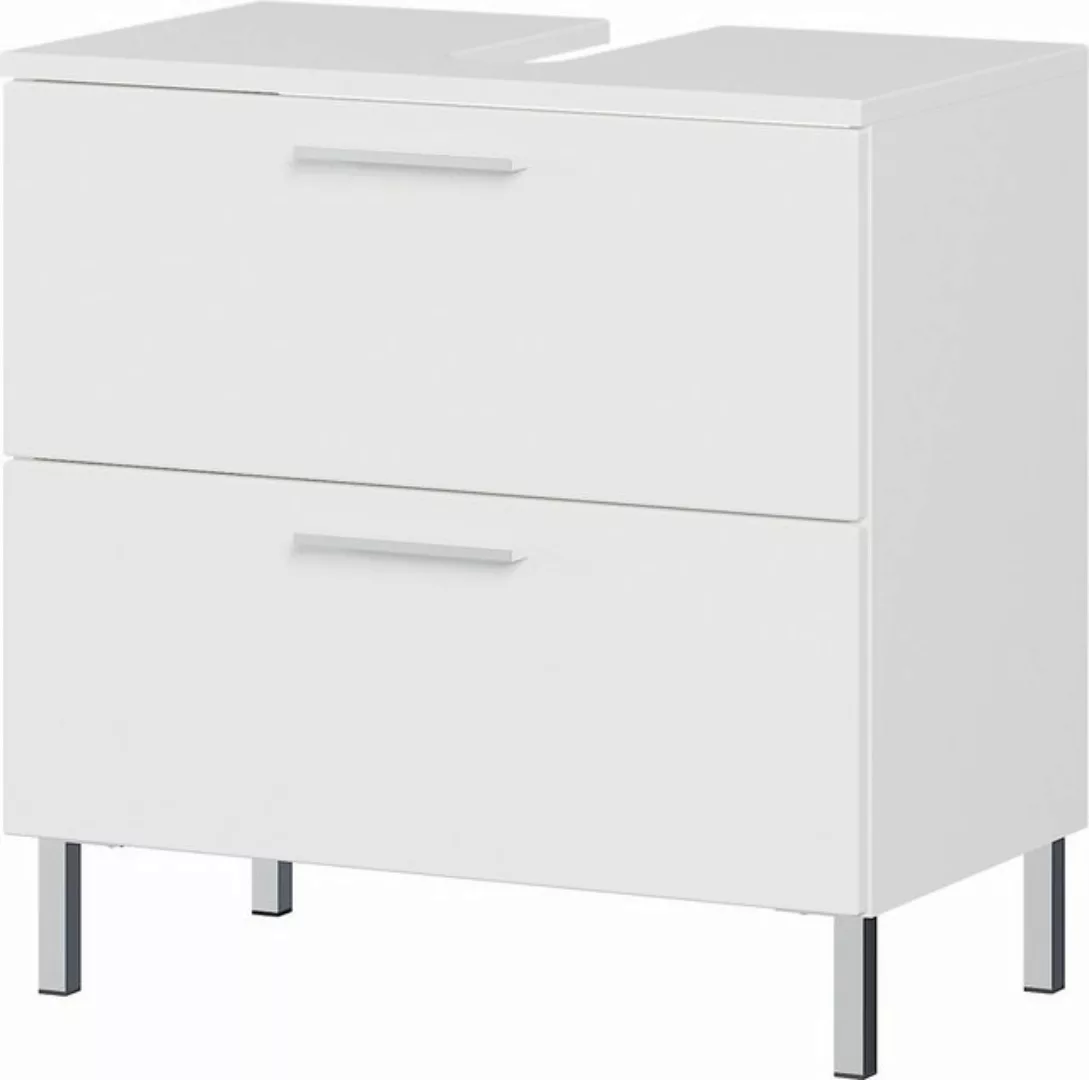 möbelando Waschbeckenunterschrank 413 (BxHxT: 60x60x35 cm) in weiss mit 2 S günstig online kaufen