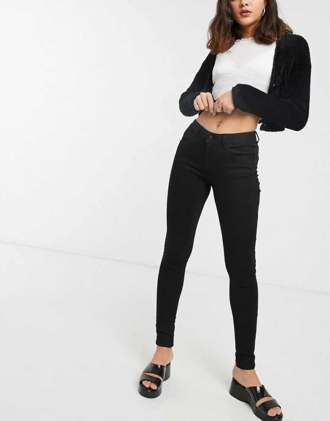 Noisy May Jen Normal Waist Slim Straight Shaper Vi023bl Jeans 30 Black günstig online kaufen