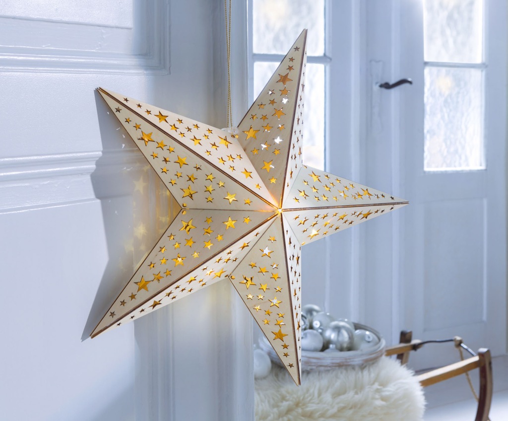 BONETTI LED Stern »Weihnachtsstern«, 10 flammig, aus Holz, mit Lichterkette günstig online kaufen