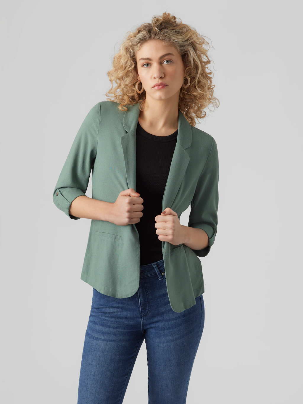 Vero Moda Kurzblazer "VMJESMILO 3/4 LOOSE BLAZER WVN GA NOOS", mit Leinen günstig online kaufen