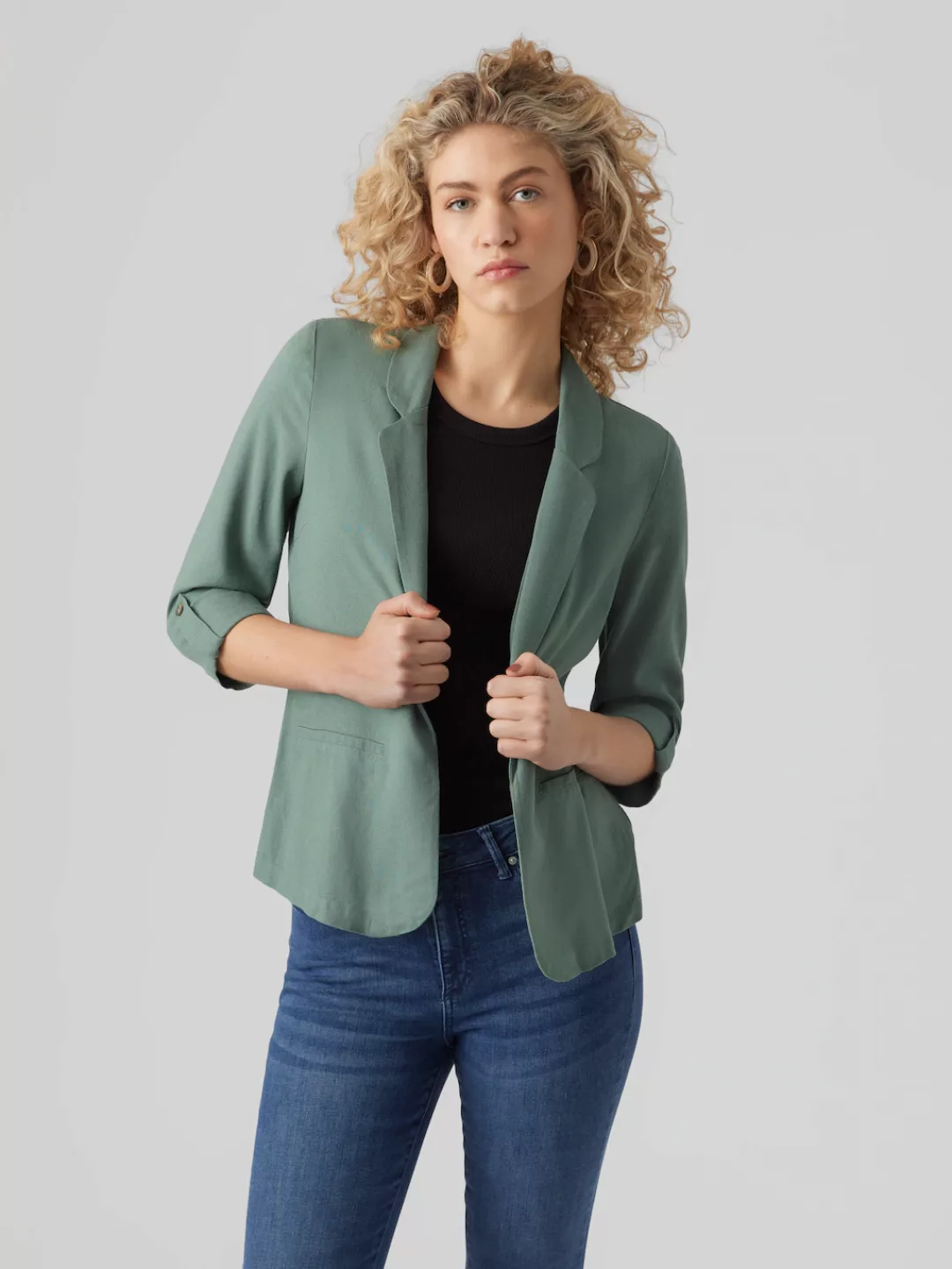 Vero Moda Kurzblazer "VMJESMILO 3/4 LOOSE BLAZER WVN GA NOOS", mit Leinen günstig online kaufen