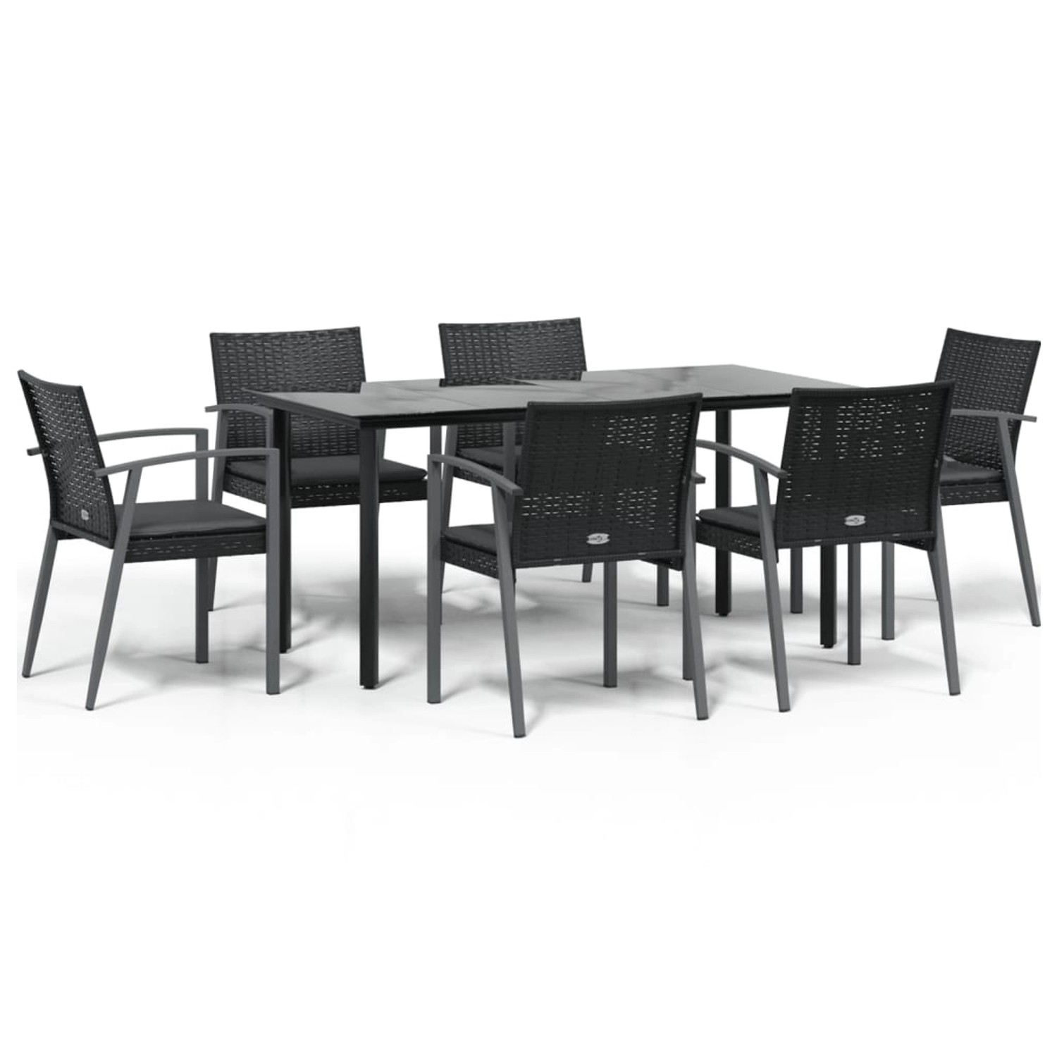vidaXL 7-Tlg Garten-Essgruppe mit Kissen Poly Rattan und Stahl 3186996 günstig online kaufen