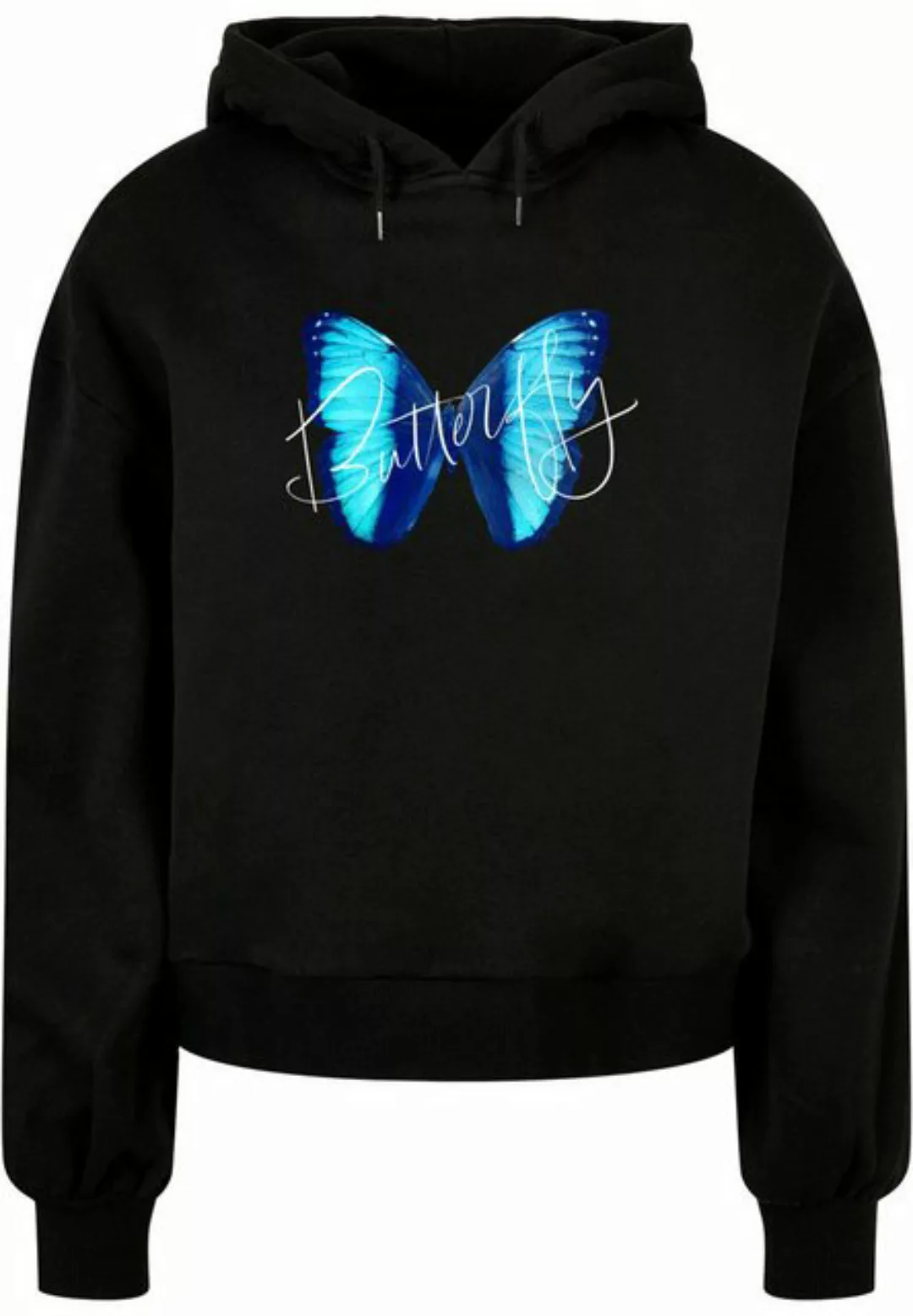 Merchcode Kapuzenpullover Merchcode Damen Ladies Butterfly Blue Organic Ove günstig online kaufen