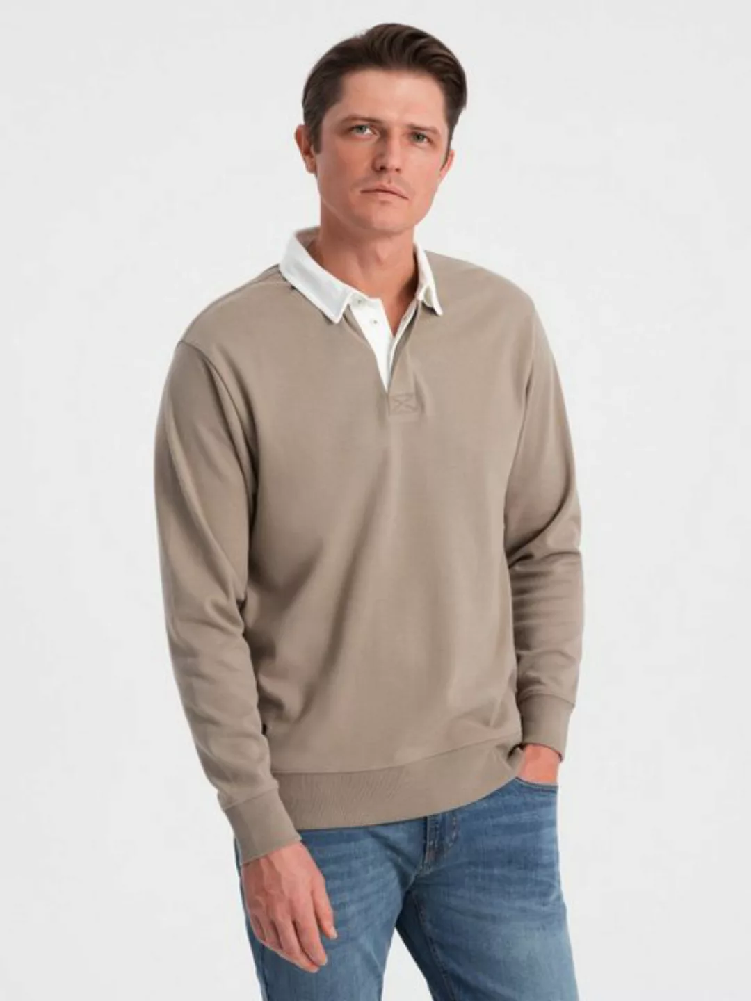 OMBRE Sweatshirt Sweatshirt für Männer mit weißem Polokragen günstig online kaufen