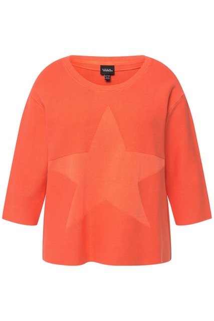 Ulla Popken Strickpullover Pullover Krausstrick Stern Rundhals 3/4-Arm günstig online kaufen