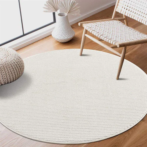 Carpet City Teppich »Friseé-Teppich FANCY900«, rund, Kurzflor, Einfarbig, 3 günstig online kaufen