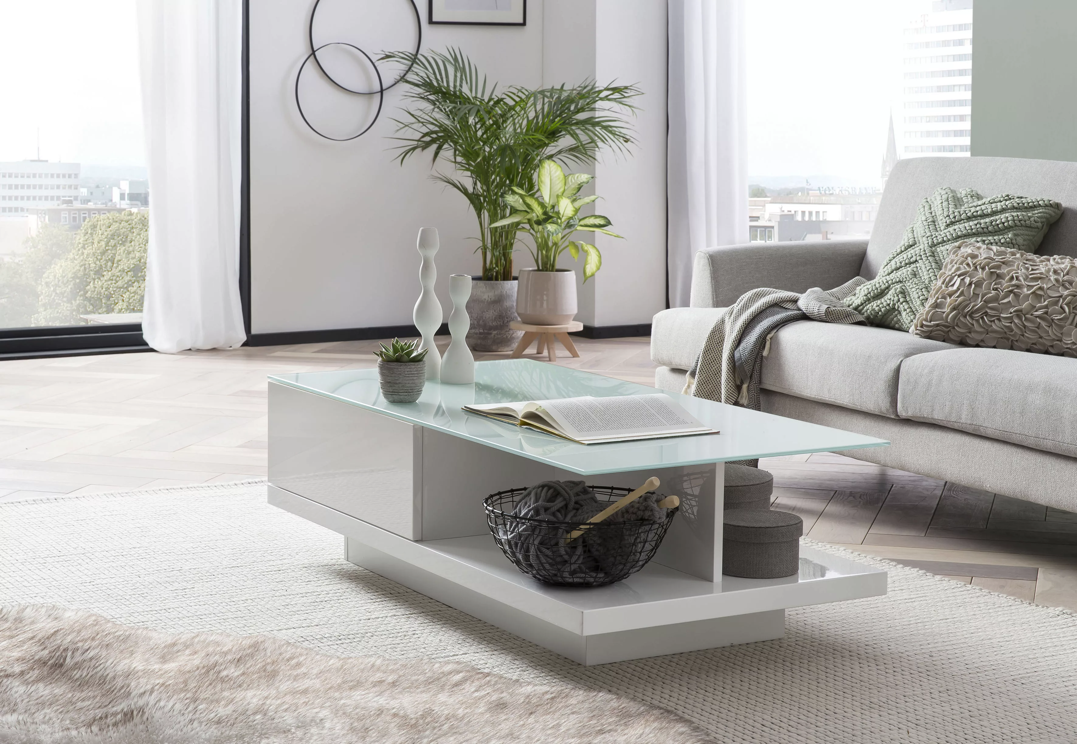 SalesFever Couchtisch, mit Tischplatte aus gehärtetem Kristallglas günstig online kaufen