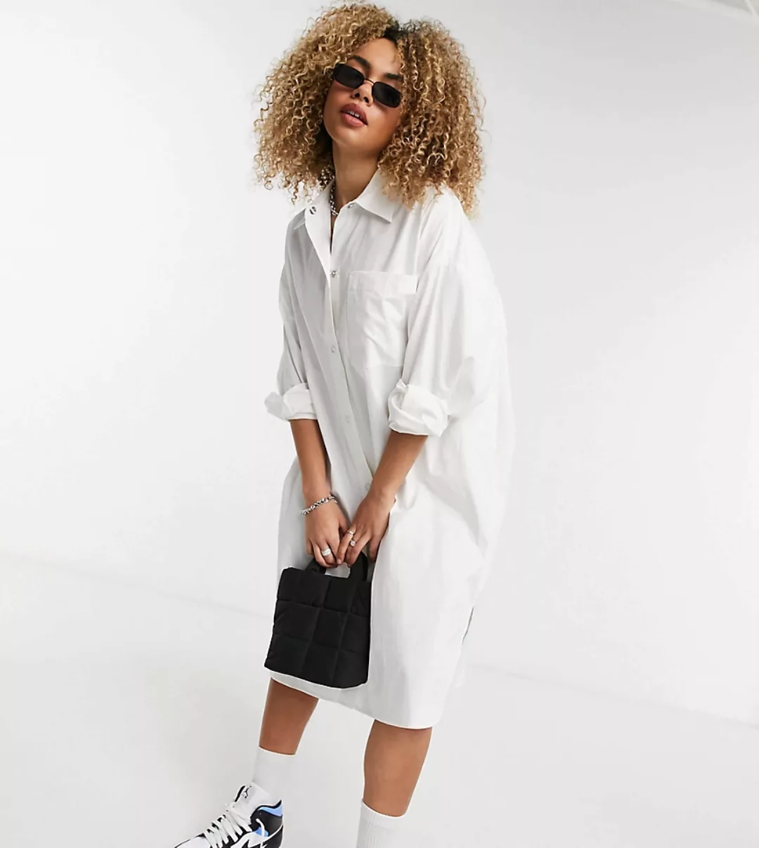COLLUSION – Oversize-Midi-Hemdkleid in Weiß günstig online kaufen